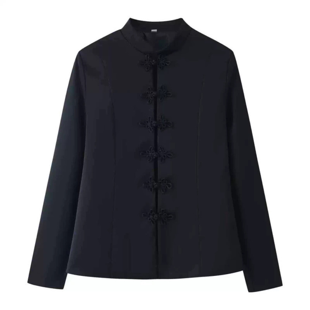 ZARA Chic Summer Stand Collar Fitted Waist Frog Button Jacket